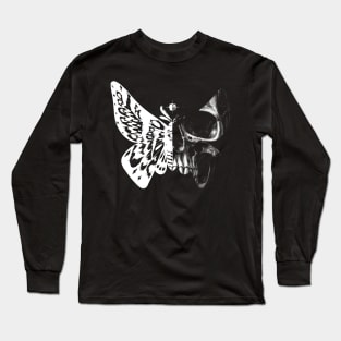 Skull Goth Moth Butterfly Gothic Unique Art Long Sleeve T-Shirt